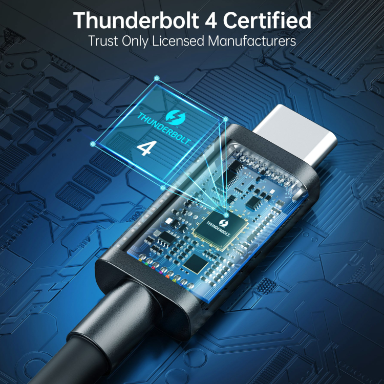 Dây Cáp Thunderbolt 4 Chuẩn Intel CHOETECH A3010-BK Dài 0.8M, 40Gbps, Sạc PD 100W, 8K 60Hz, 5K 60Hz, 4K 60Hz Kép - Hàng Chính Hãng