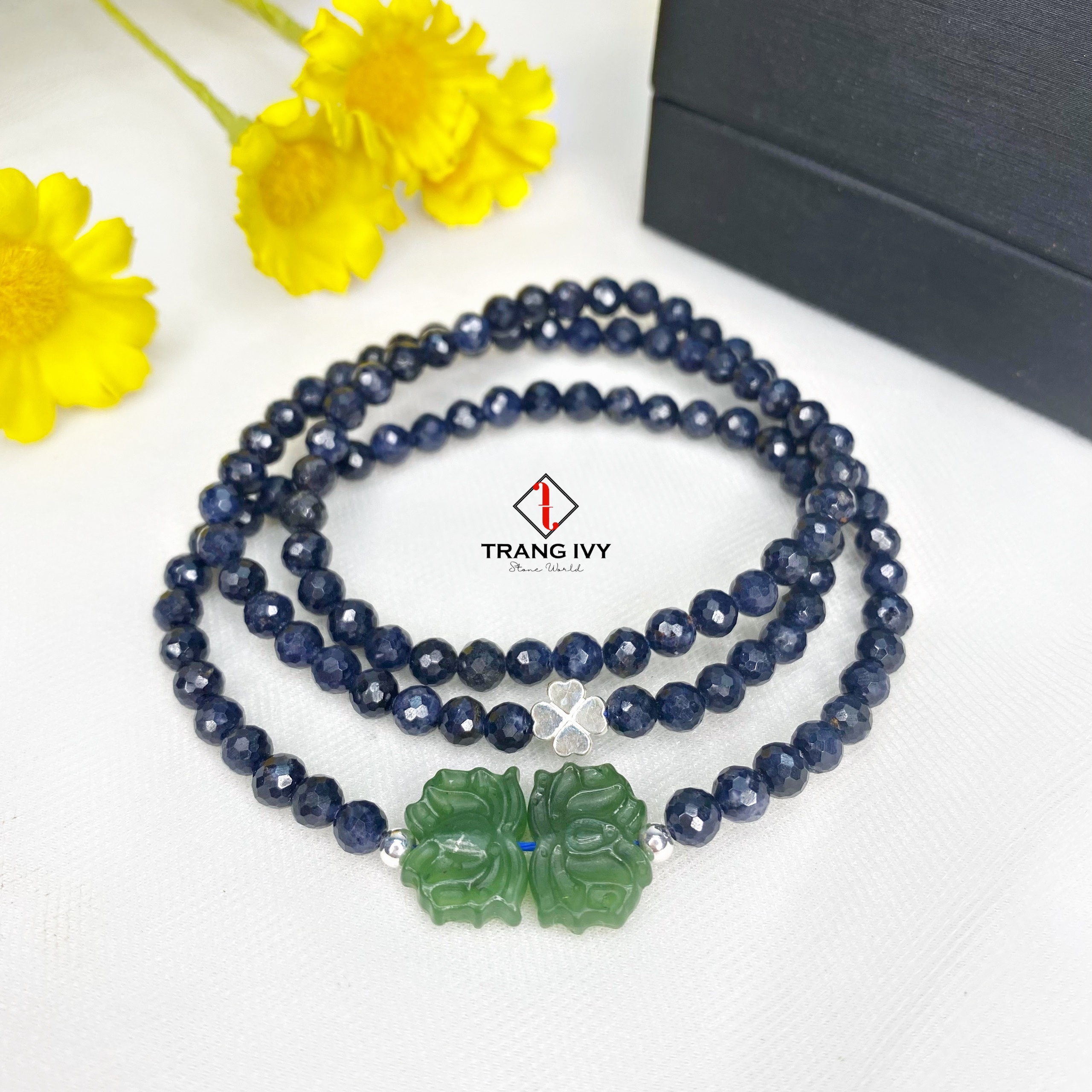 Vòng Tay Saphia Mix Hoa Sen Ngọc Bích