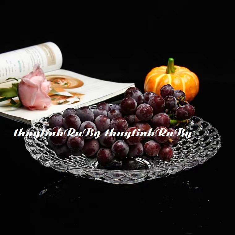 Đĩa trái cây thủy tinh Cao Cấp Khay đựng Hoa Qủa Thủy Tinh, hộp đựng bánh kẹo