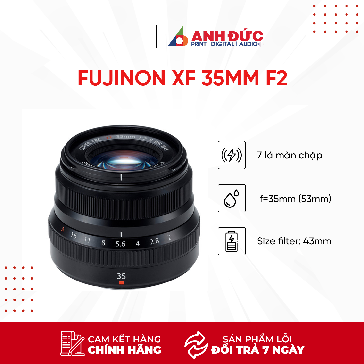 Ống Kính Fujinon XF 35mm F2 R WR - Hàng Chính Hãng