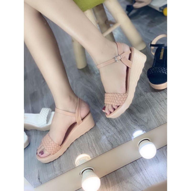 SANDAL ĐẾ XUỒNG DA MỀM QUAI VÂN ĐAN NGANG - 5P