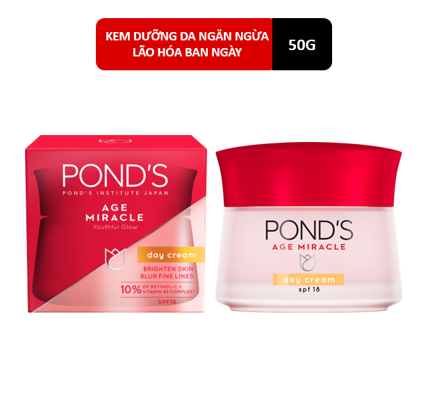 Kem dưỡng lão hóa pond ban ngày Age Miracle Day Cream SPF 18 PA++ 50g-đỏ