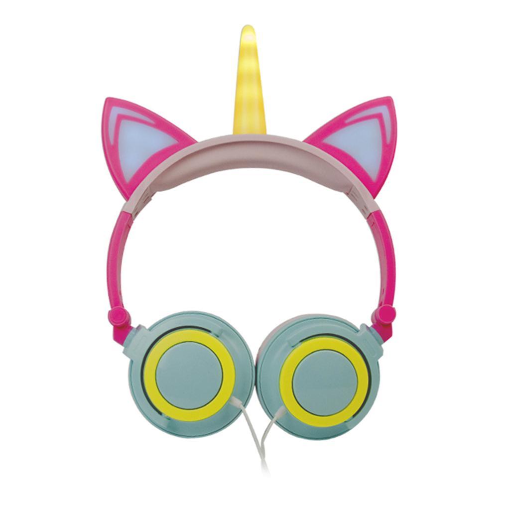 Cat Ear Unicorn Kids Headphones LED Flashing Girls Headband