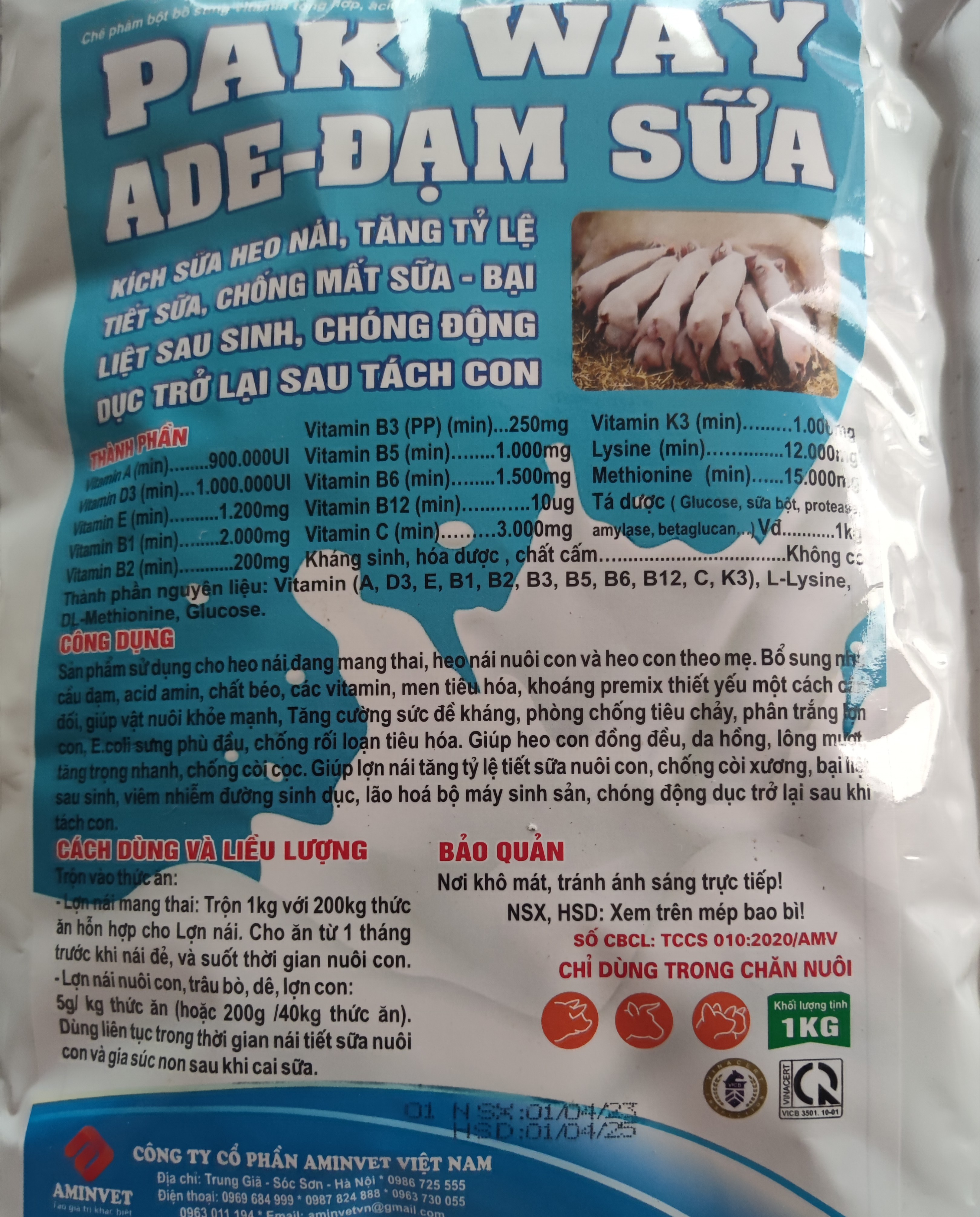 Kích sữa heo nái PAK WAY 1kg