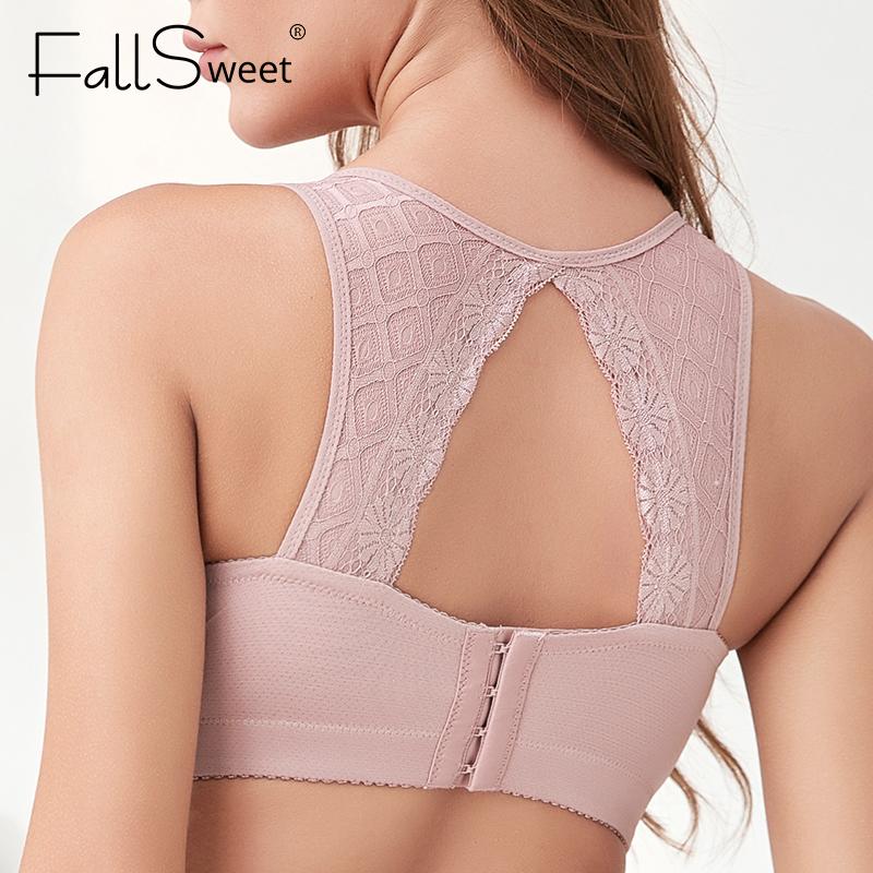 FallSweet Gợi Cảm Không Dây Áo Ngực Sâu V Lao Quần Lót Plus Kích Thước Đồ Lót Nữ Trước Đóng Cửa Áo Làm Đẹp Ren Lưng