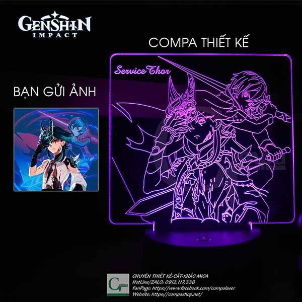 Đèn Ngủ Genshin Impact Xiao x Kirito