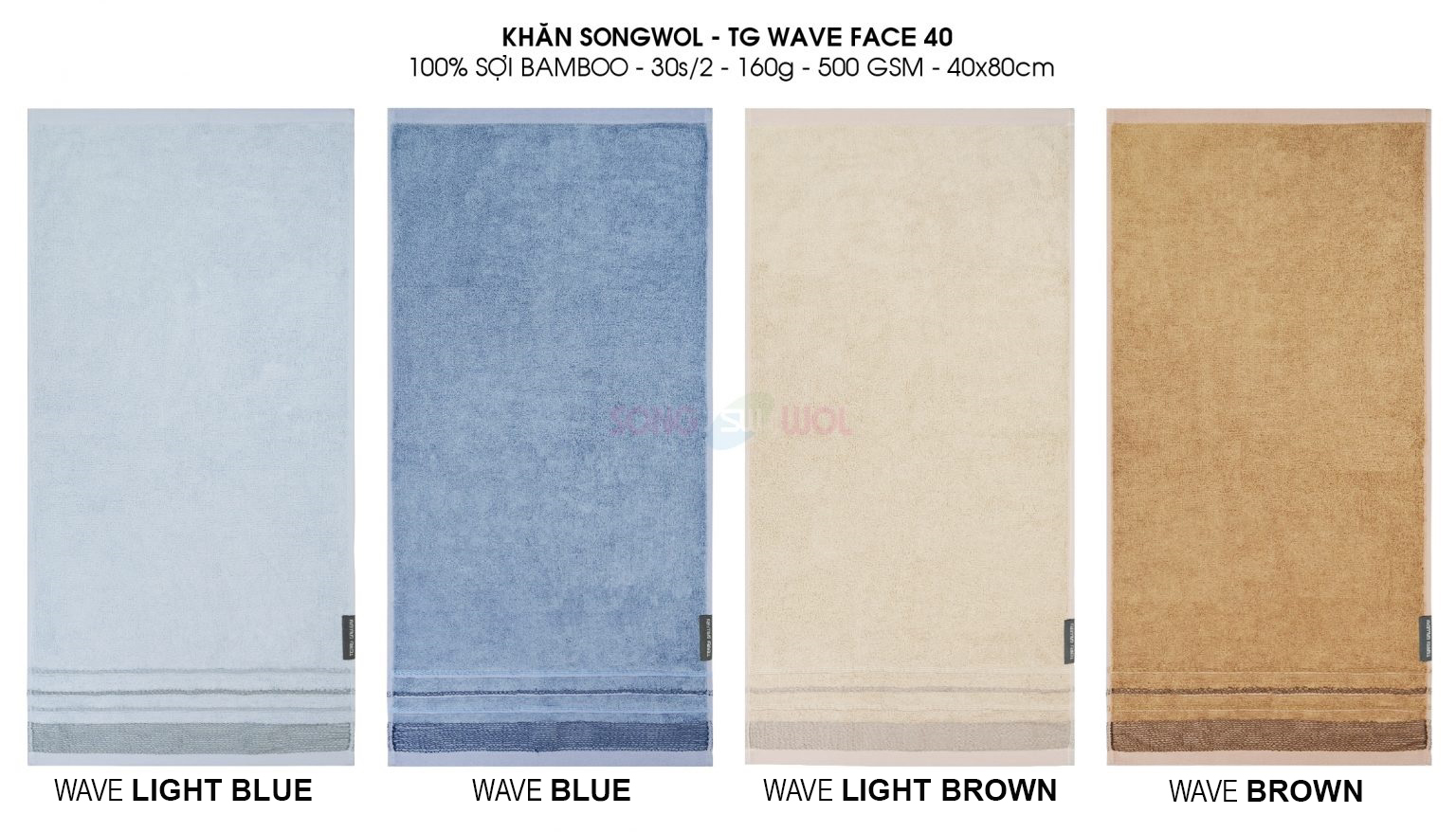 Khăn Mặt Sợi Tre Cao Cấp SONGWOL TG-WAVE - Hight Quality Bamboo Face Towel