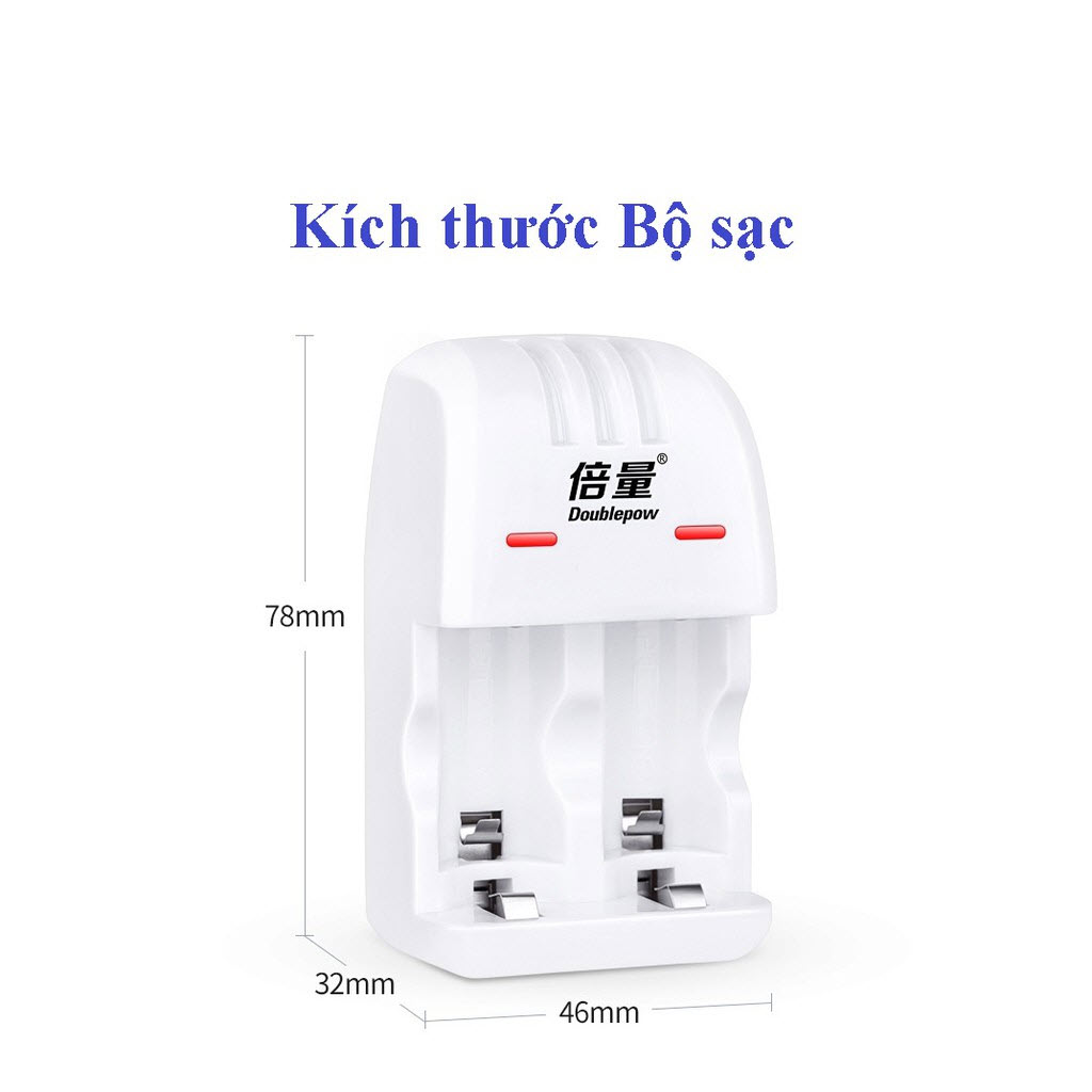 Bộ 02 Pin Sạc Cr2 3V Doublepow Dung Lượng Cao 900mAh Kèm Bộ Sạc Thông Minh DP-K06 Có Đèn LED Sạc Cho Cả Pin CR123A/CR2 AnZ - Hàng Chính Hãng