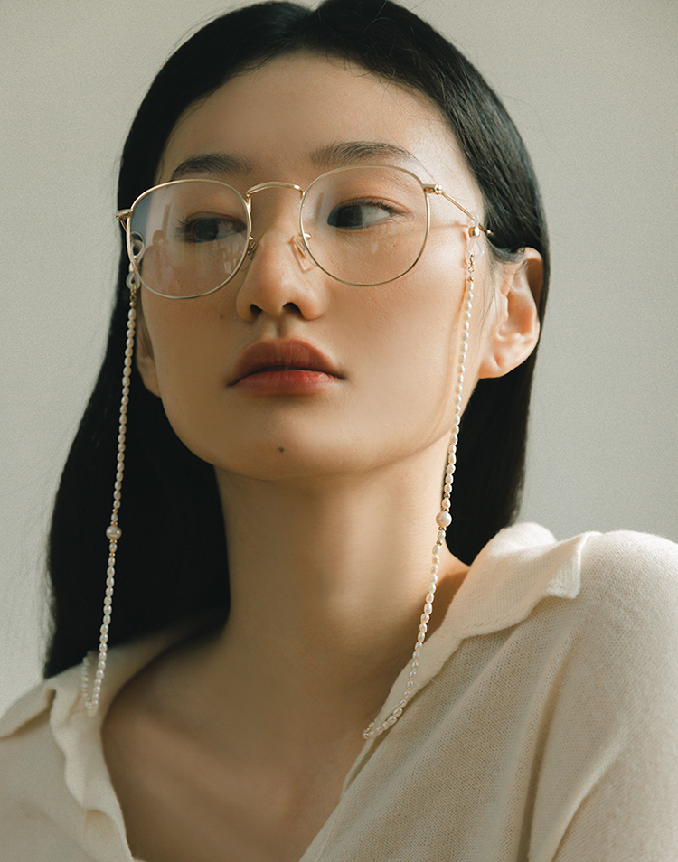 Dây hạt trai đeo kính chuỗi hạt vàng phong cách retro cổ điển Pháp trang sức thiết kế handmade