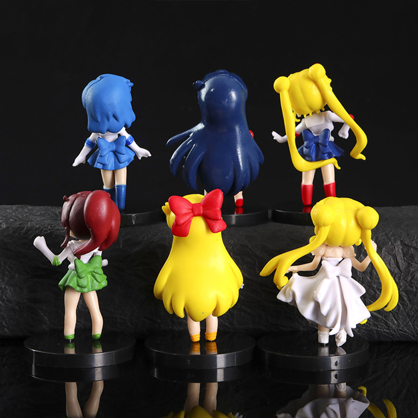 Bộ 6 mô hình Thủy Thủ Mặt Trăng Sailor Moon cao 7 cm (tặng kèm chân đế) trang trí bàn làm việc