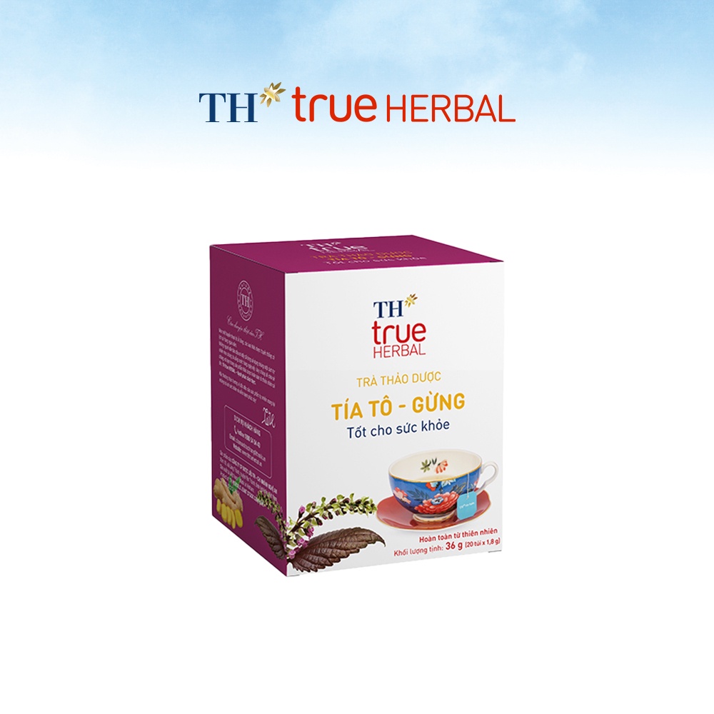 Hình ảnh Combo 4 hộp trà thảo dược TH true HERBAL Tía tô – Gừng (80 gói)