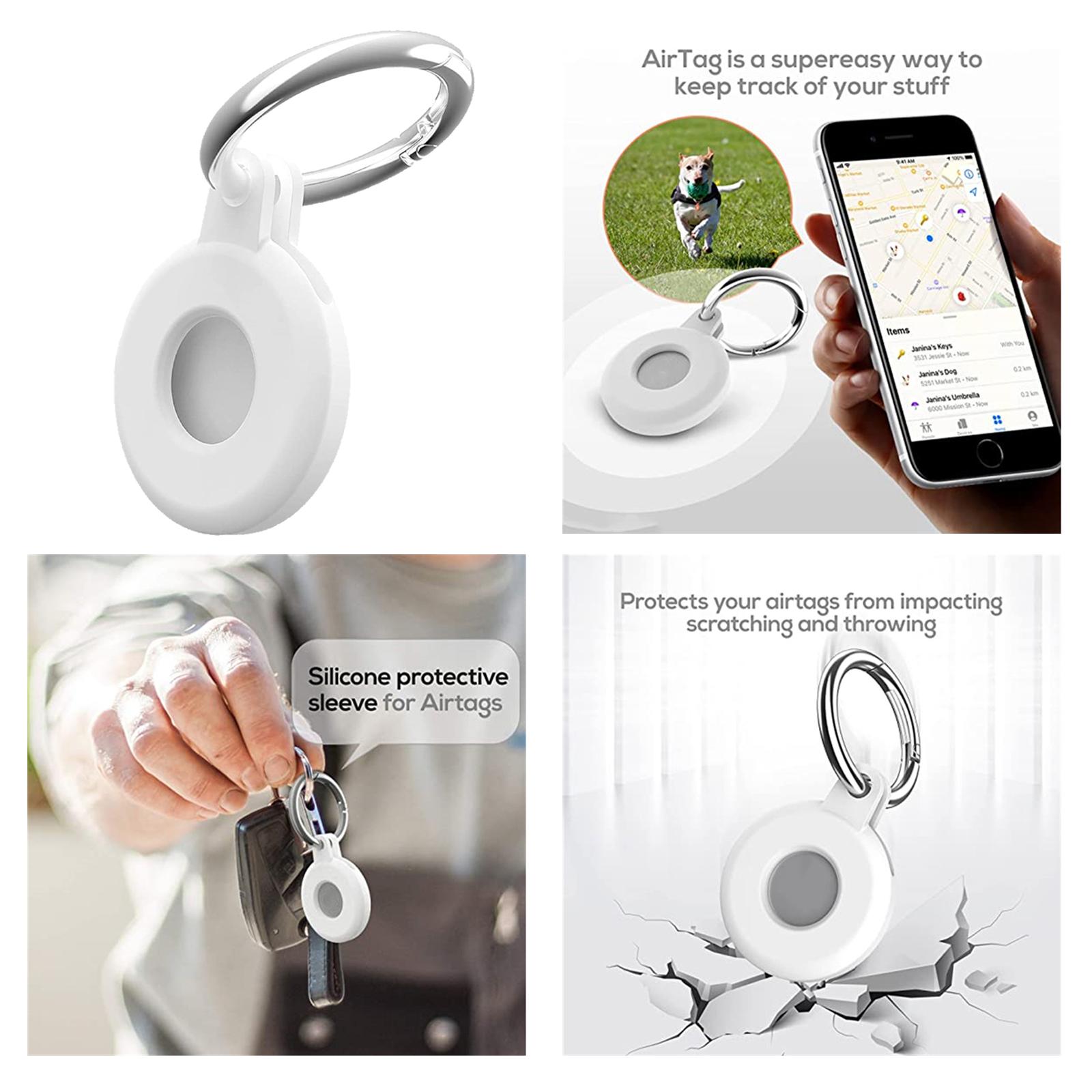 Silicone Case Protector Cover with Keychain Loop Ring Holder Compatible with Air Tags, Anti-scratch
