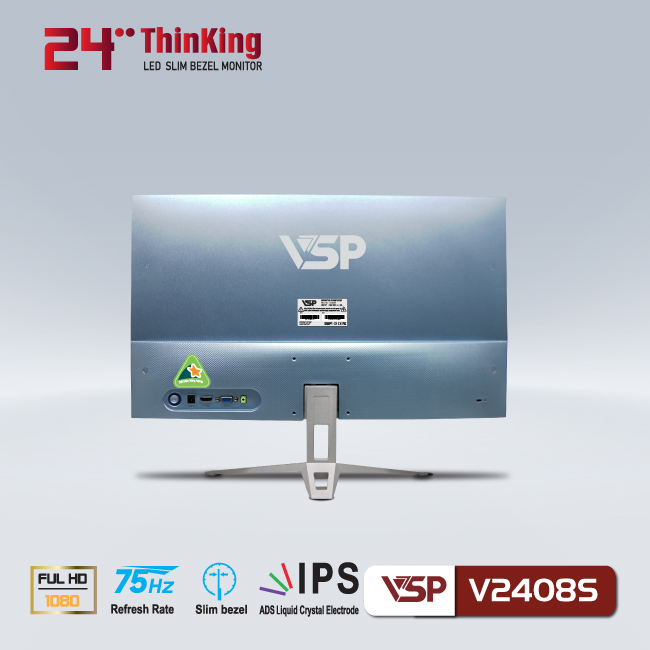 Màn hình VSP V2408S 24inch [XANH NHẠT] (23.8" IPS FHD 75Hz, HDMI+VGA) - Hàng chính hãng TECH VISION phân phối