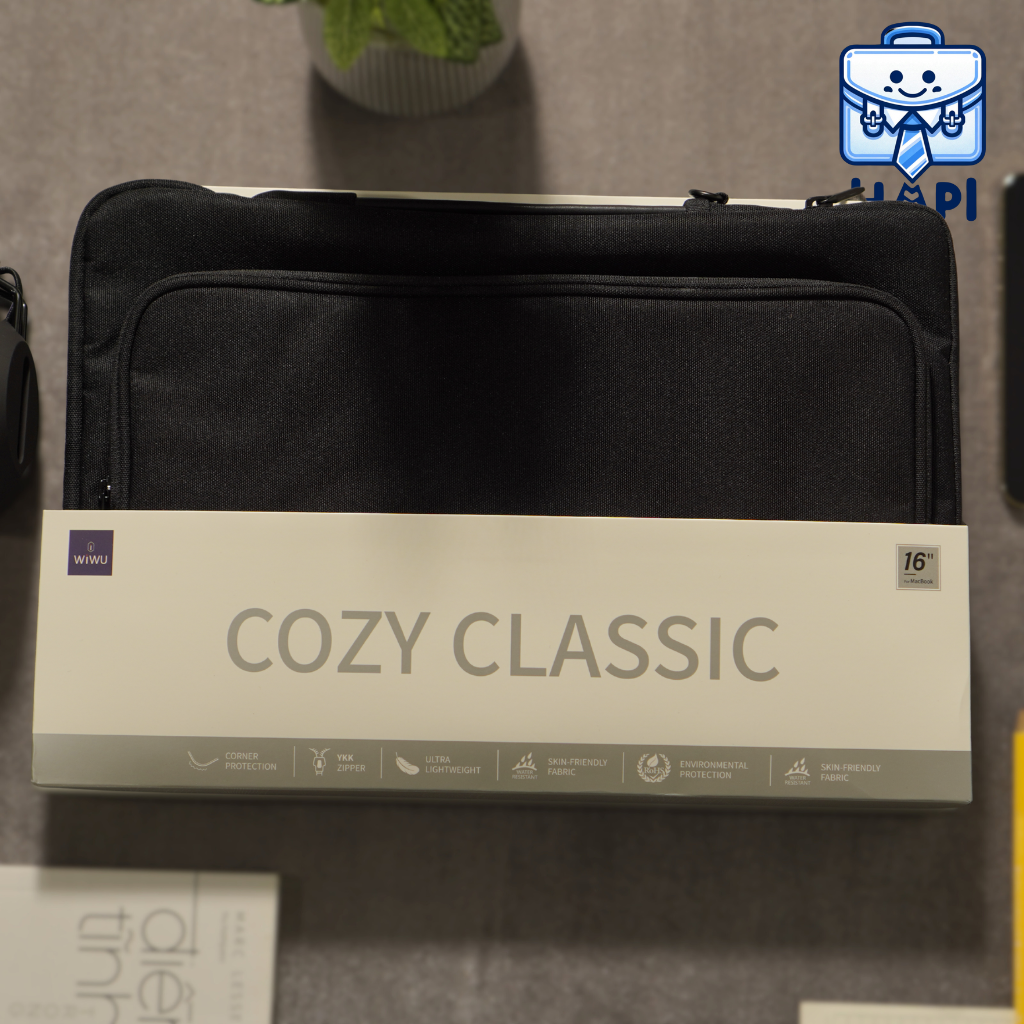 Túi chống sốc laptop 2 ngăn WiWU Cozy Classic Wi-COZY02 14/16 inch: Chống nước, lớp chống sốc dày, ngăn phụ kiện rộng rãi
