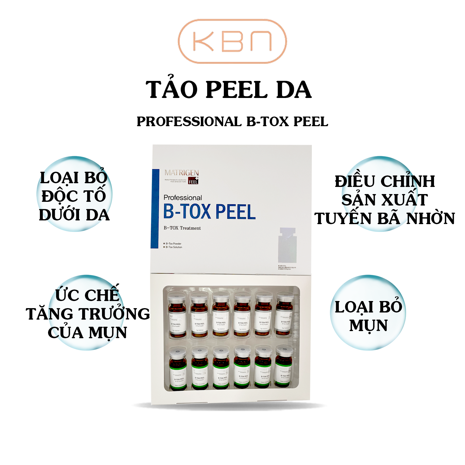 Tảo Peel Da B-TOX PEEL, Tảo Tái Tạo Da 2 Màu - 12 Lọ/ Hộp - Loại Bỏ Độc Tố, Mụn, Làm Sạch Da