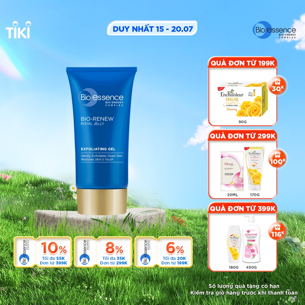 Gel tẩy tế bào chết dưỡng da tươi trẻ Bio-Essence Bio-Renew tinh chất sữa ong chúa 60gr