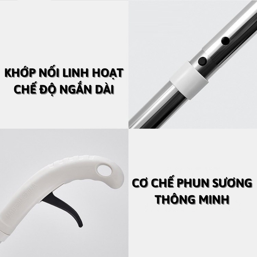 Cây Lau Nhà Phun Sương, Chổi Lau Nhà 360° Lau Sạch Khô Nhanh Aurora Spay Mop - Bản Lau To Giúp Lau Sạch Nhanh Chóng, Khớp Xoay Linh Hoạt Hàng Chính Hãng