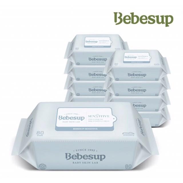 Khăn ướt BEBESUP Combo 5  SENSITIVE 80 tờ/gói nhập khẩu Hàn Quốc