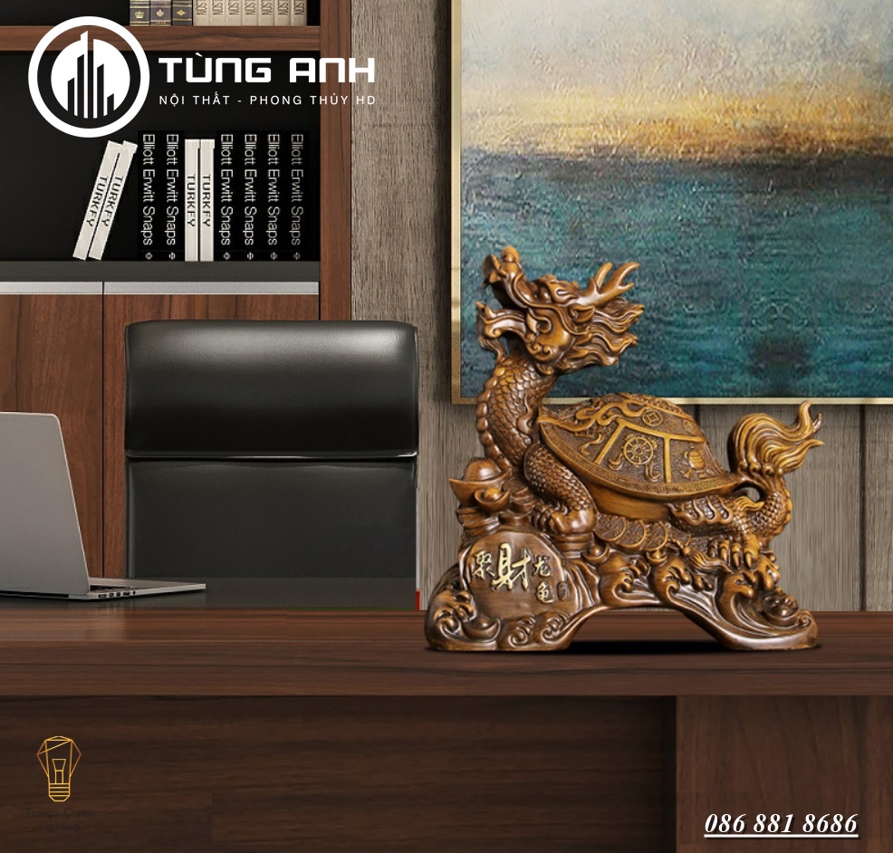 Tượng Long Quy - Rồng Mai Rùa PT-45 - Cao 36cm - Chiêu Cầu Tài Lộc - Thịnh Vượng Lâu Dài Trong Kinh Doanh