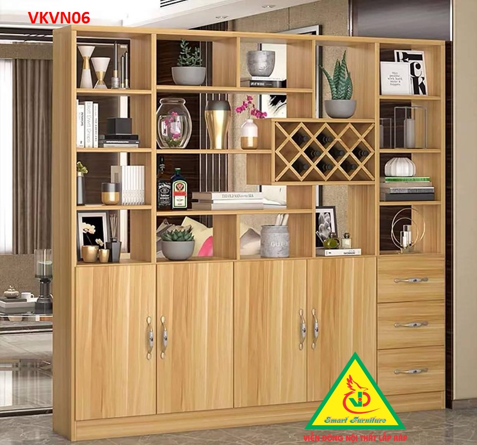 Tủ kệ trang trí kiêm vách ngăn phòng VKVN06 - Nội thất lắp ráp Viendong Adv