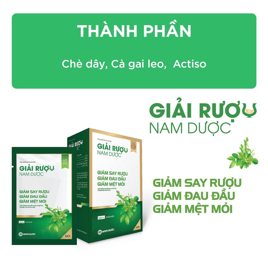 Nước giải rượu Nam Dược (hộp 6 túi) giảm say, tăng cường chức năng giải độc bảo vệ gan