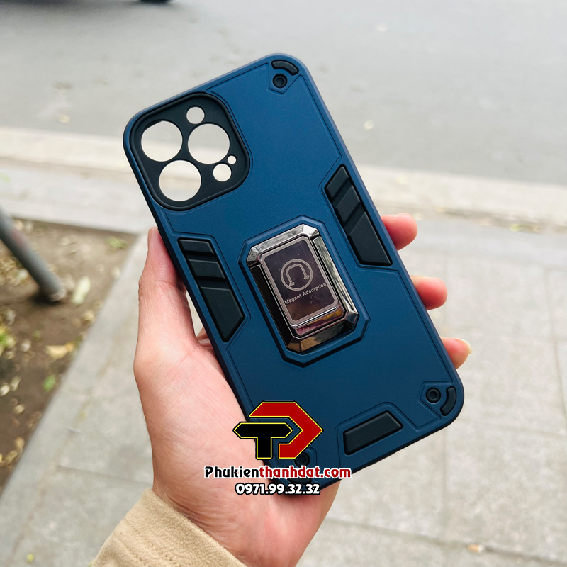 Ốp lưng chống sốc cho iPhone 13 Pro kèm iring mạ crom, chân chống tiện lợi