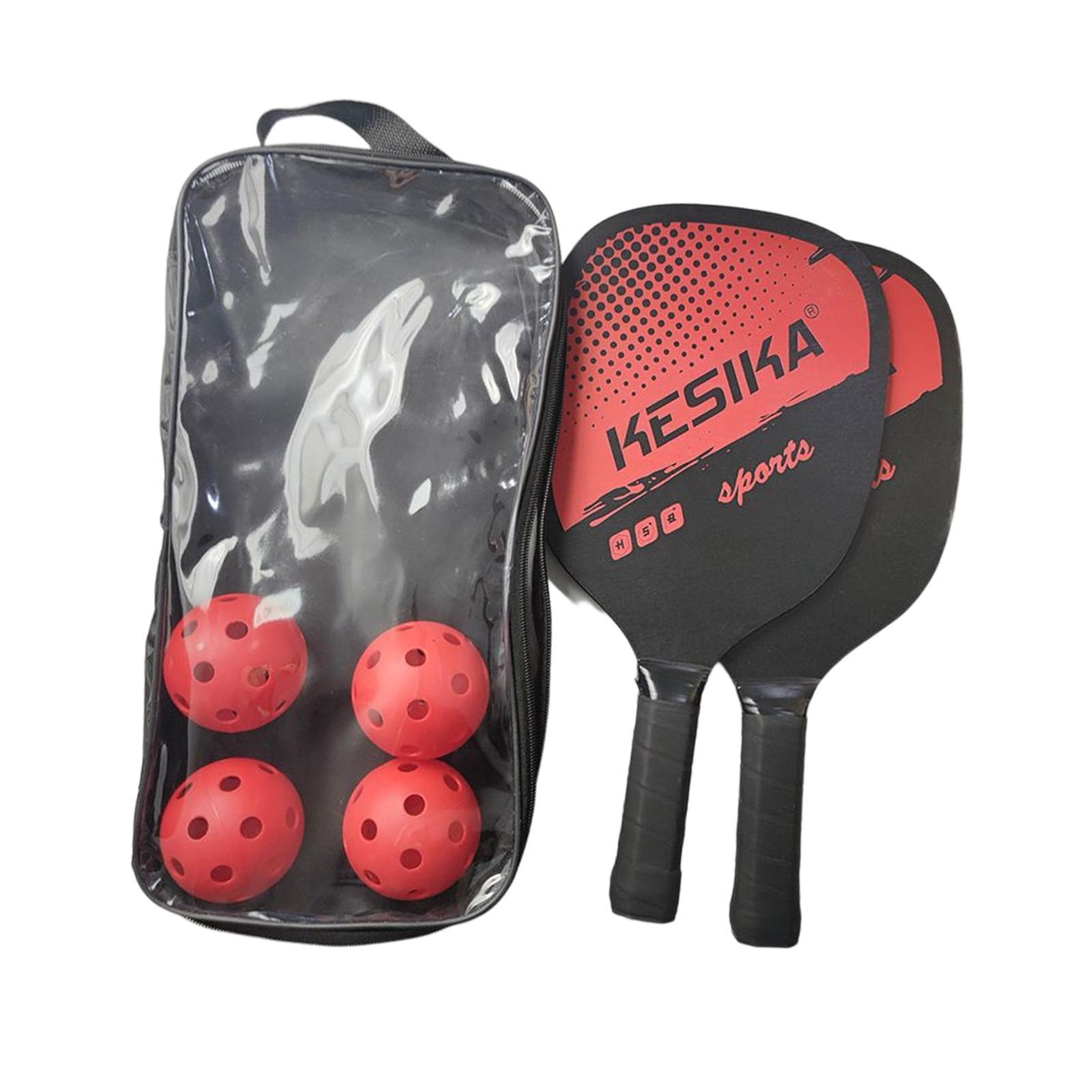 Pickleball Paddles Set Rackets Wood with 4 Balls Carry Bag for Adults Women