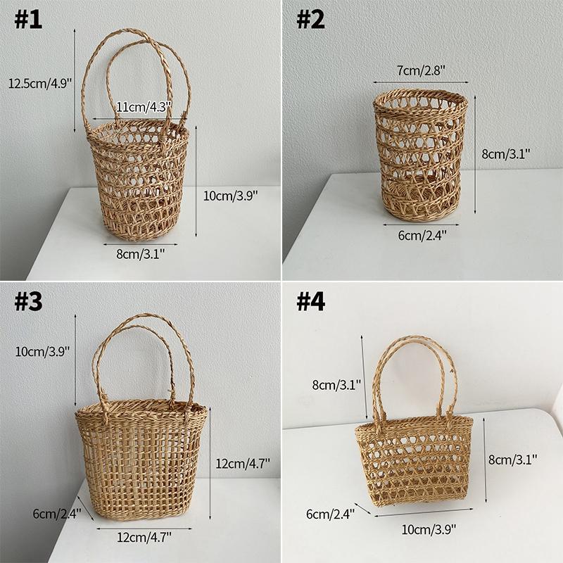 Giỏ Đựng Đồ Đan Cỏ Thủ Công Để Bàn Trang Trí
