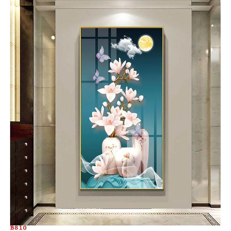 TRANH BÌNH HOA NGHỆ THUẬT TRÁNG GƯƠNG MICA  HIỆN ĐẠI SANG TRỌNG CAO CẤP 40*60/ 60*90