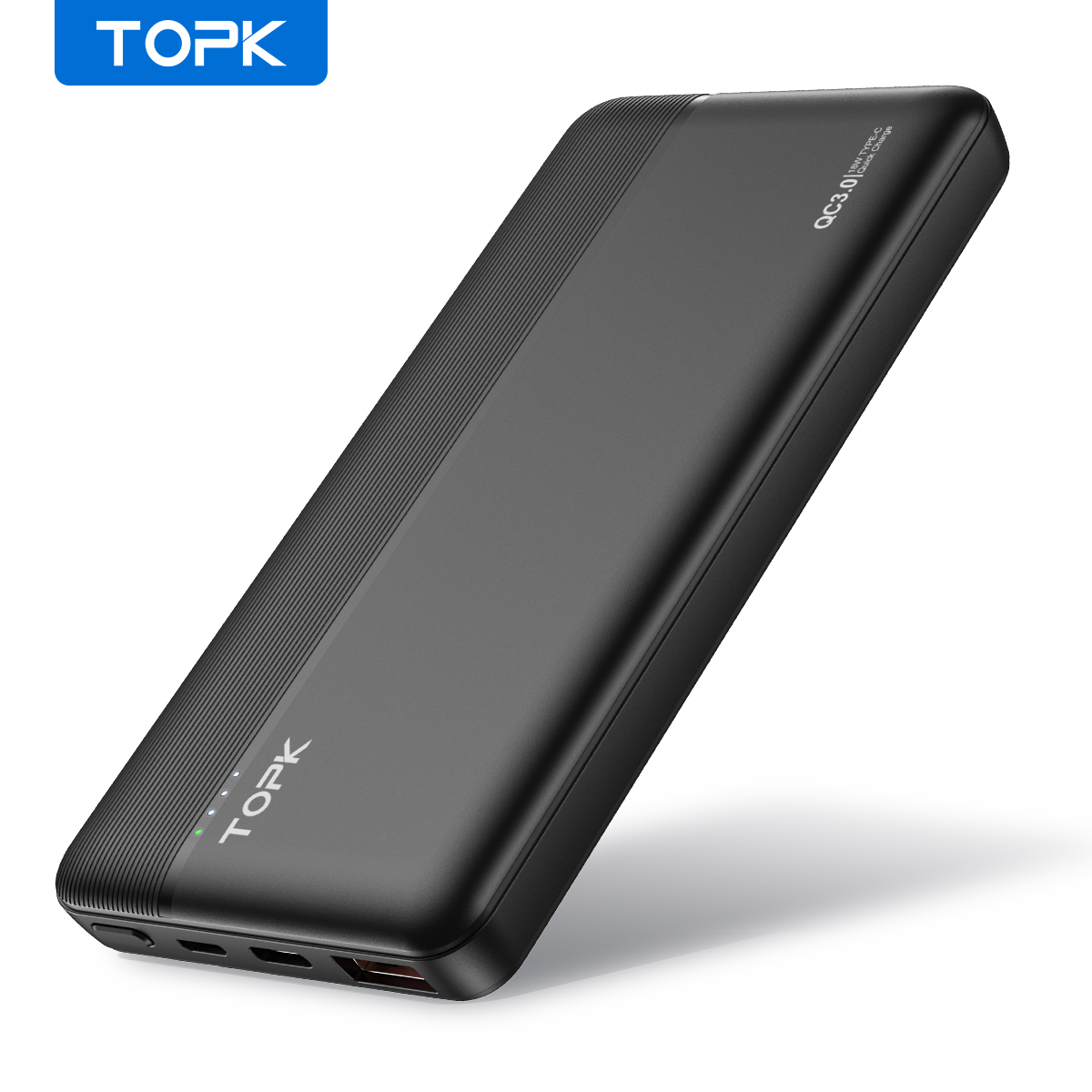 Pin dự phòng sạc nhanh 18W QC3.0 PD TOPK 10000mah i1015P Có IC Chống Quá Dòng Quá Áp - Hàng Chính Hãng