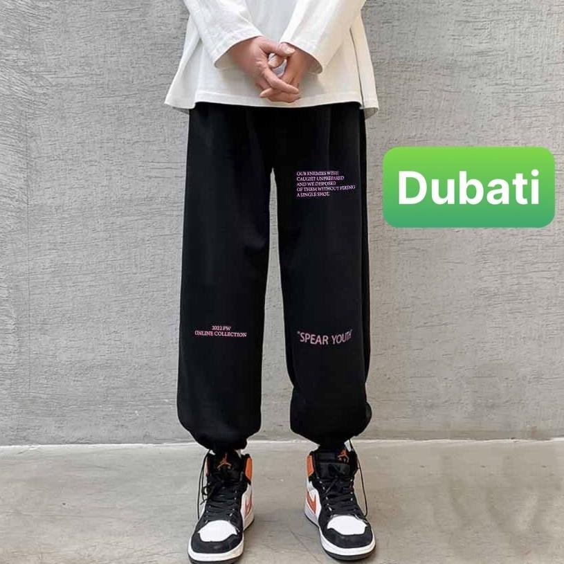 QUẦN JOGGER NAM NỮ UNISEX CHẤT NỈ DÀY DA CÁ ỐNG SUÔNG RỘNG THÊU CHỮ YOUTH RÚT DÂY TREND HÀN QUỐC CAO CẤP - DUBATI FASHI
