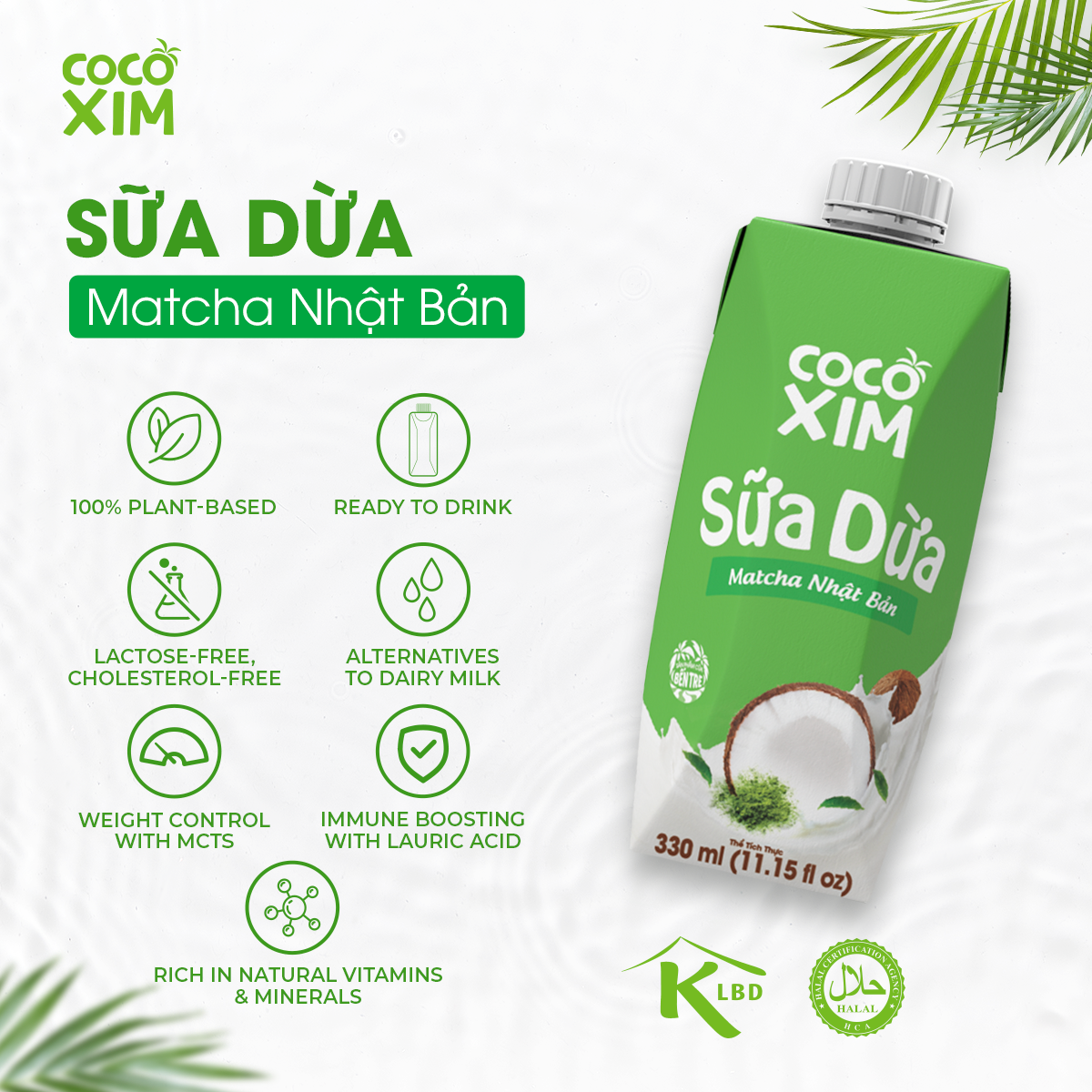 Sữa dừa Cocoxim Matcha 330ml