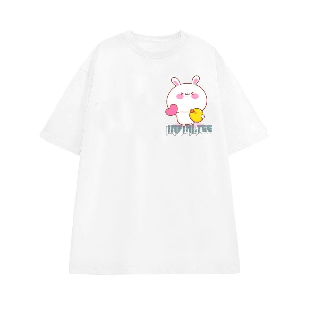 Áo thun in hình FNI.143, Thun 100 COTTON - form rộng UNISEX. - Trắng Basic,L từ 61 - 70kg