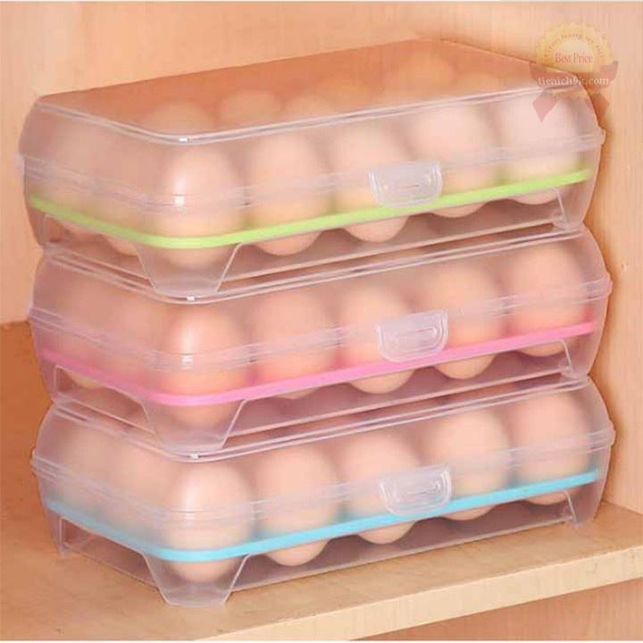 Hộp Nhựa Đựng Trứng 15 Ô Có Nắp Đậy Chắc Chắn Bảo Quản Trứng Để Tủ Lạnh Tránh Va Chạm Bể Vỡ