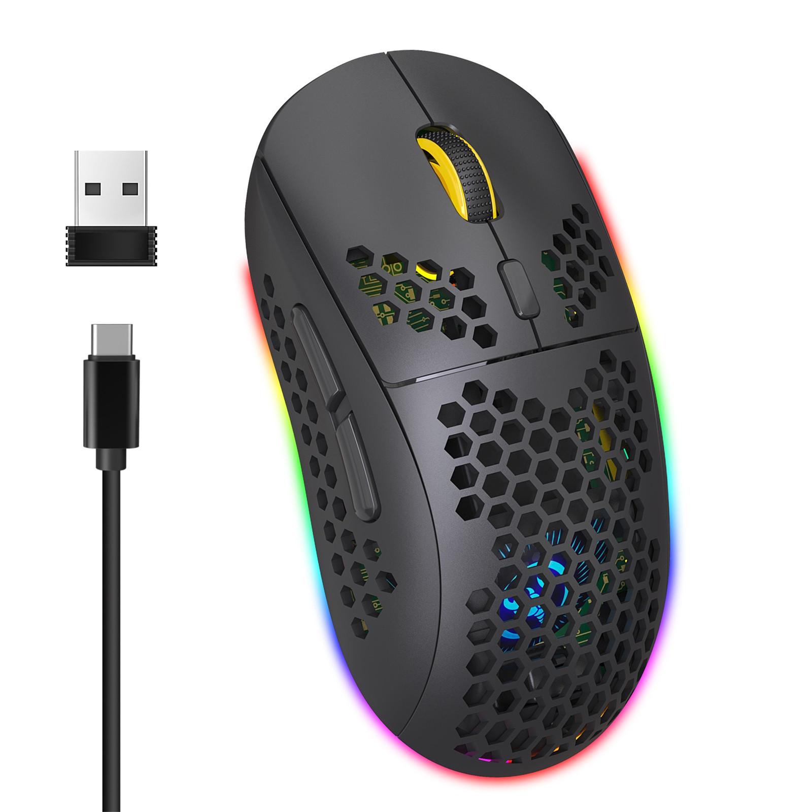 2.4G Không Dây USB Chuột RGB Dạ Quang Loại-C Sạc Chuột Chơi Game Cho Máy Tính Laptop Mini Di Động Có Thể Điều Chỉnh DPI silent Chuột