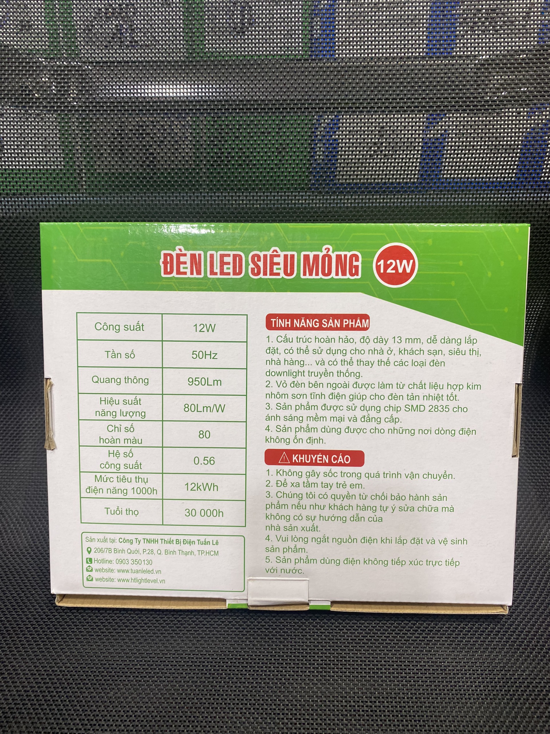 Đèn LED Âm Trần Siêu Mỏng 12W HT