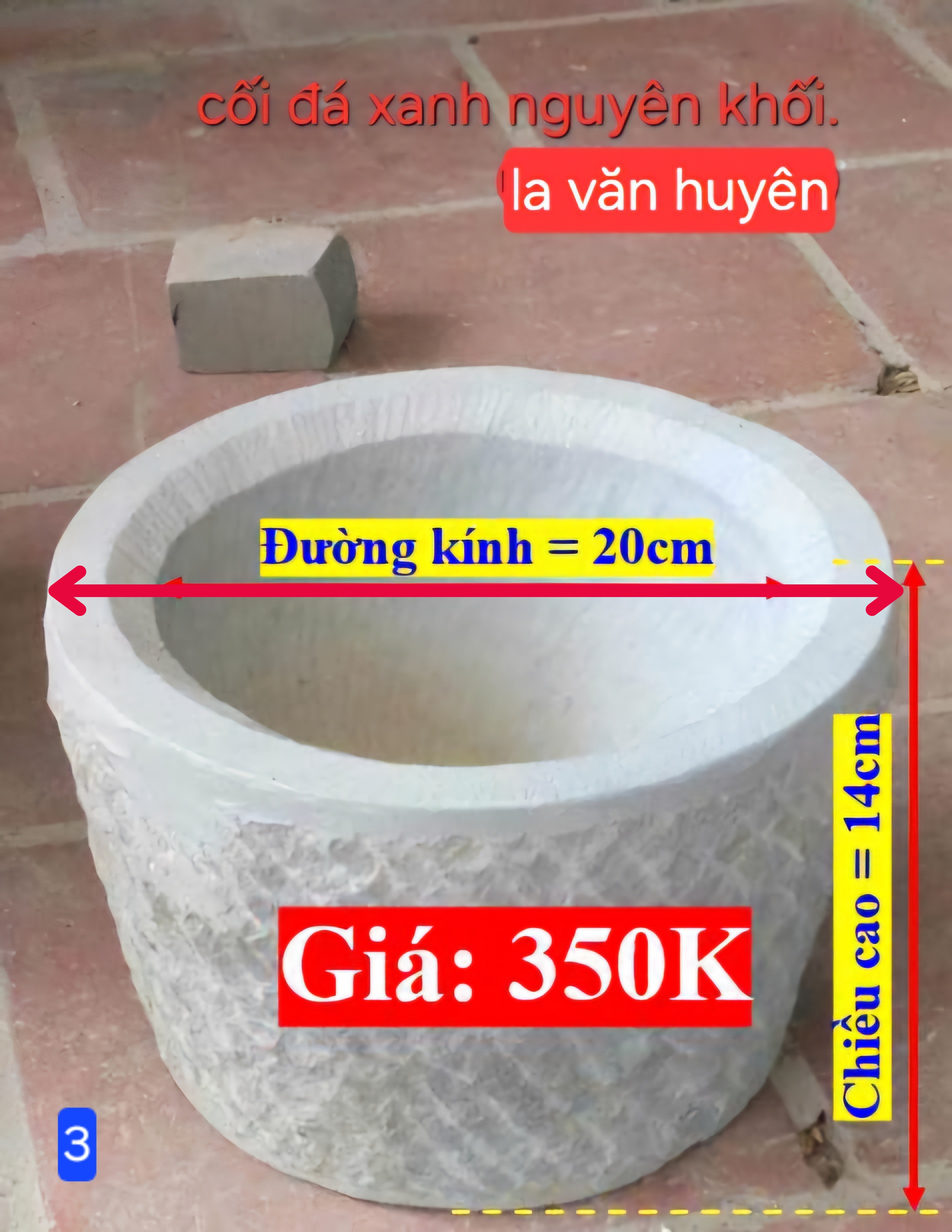 cối đá xanh nguyên khối giã thực phẩm