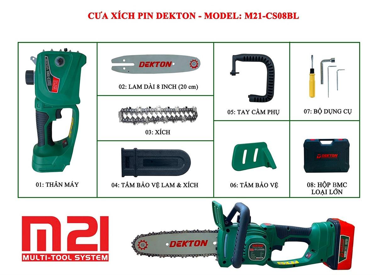 MÁY CƯA DÙNG PIN 21V 8" DEKTON M21-CS08BL - HÀNG CHÍNH HÃNG