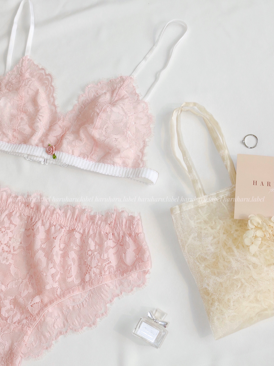 Blush - Áo lót ren mềm mại màu hồng Haruharulabel