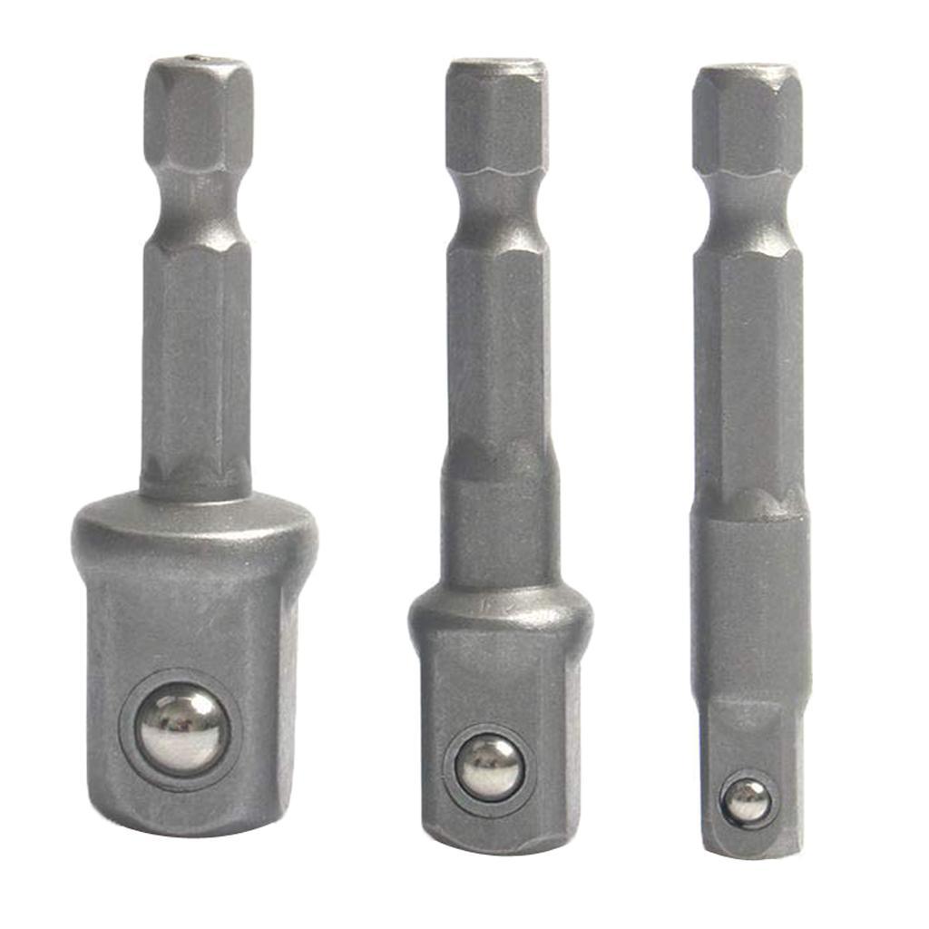 3x 1/2" 3/8" 1/4" Socket Bit Adapter Hex Bits Sleeve Conversion Extension Bar