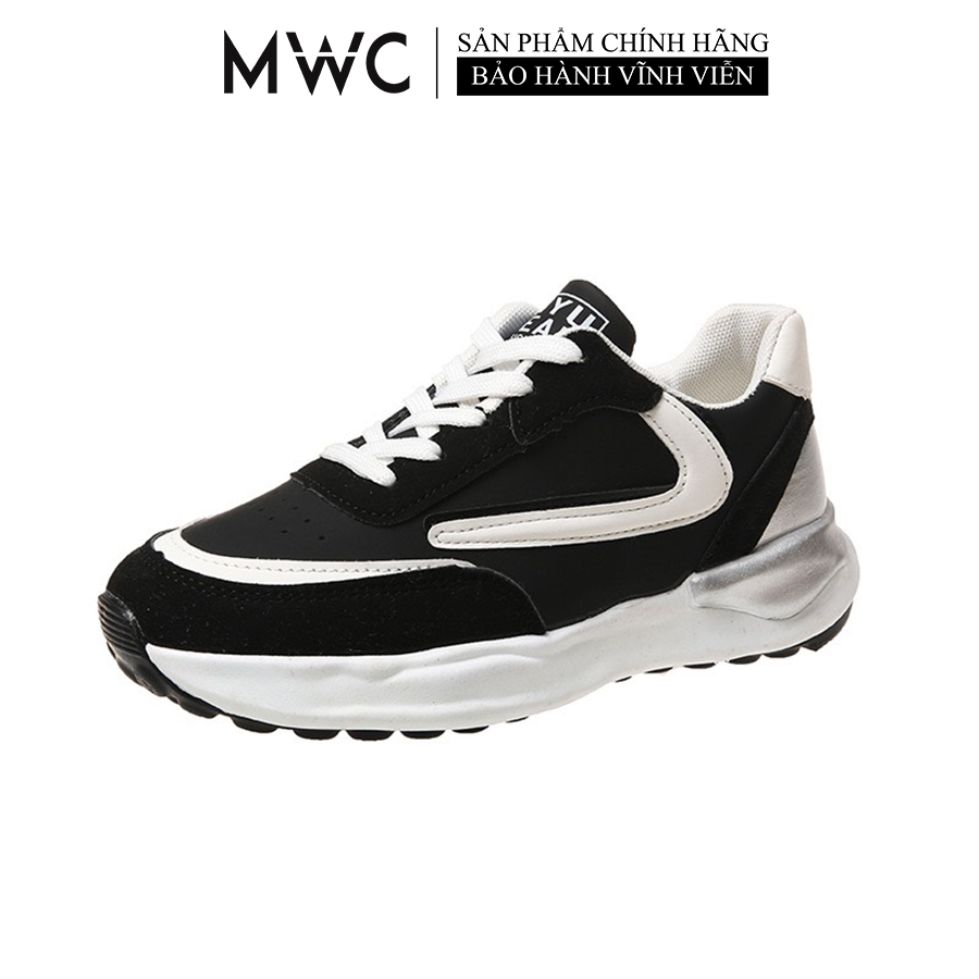 Giày Thể Thao Sneaker Nữ MWC Đế Cao Thời Trang Phong Cách Cá Tính Màu Đen Kem A007