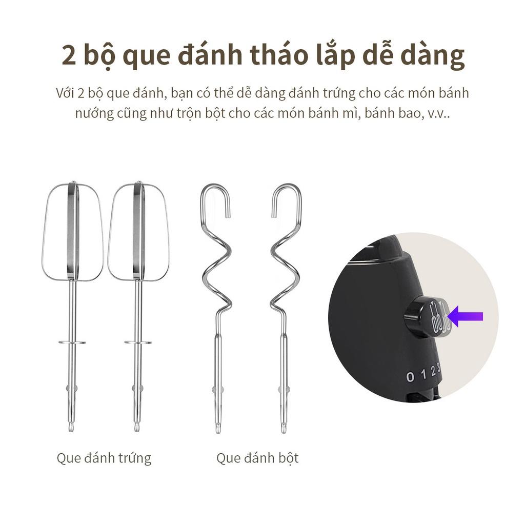 Máy đánh trứng Lock&amp;Lock EJM501 300W - Hàng chính hãng, 5 tốc độ tùy chỉnh, 2 bộ que đánh linh hoạt - Hapos