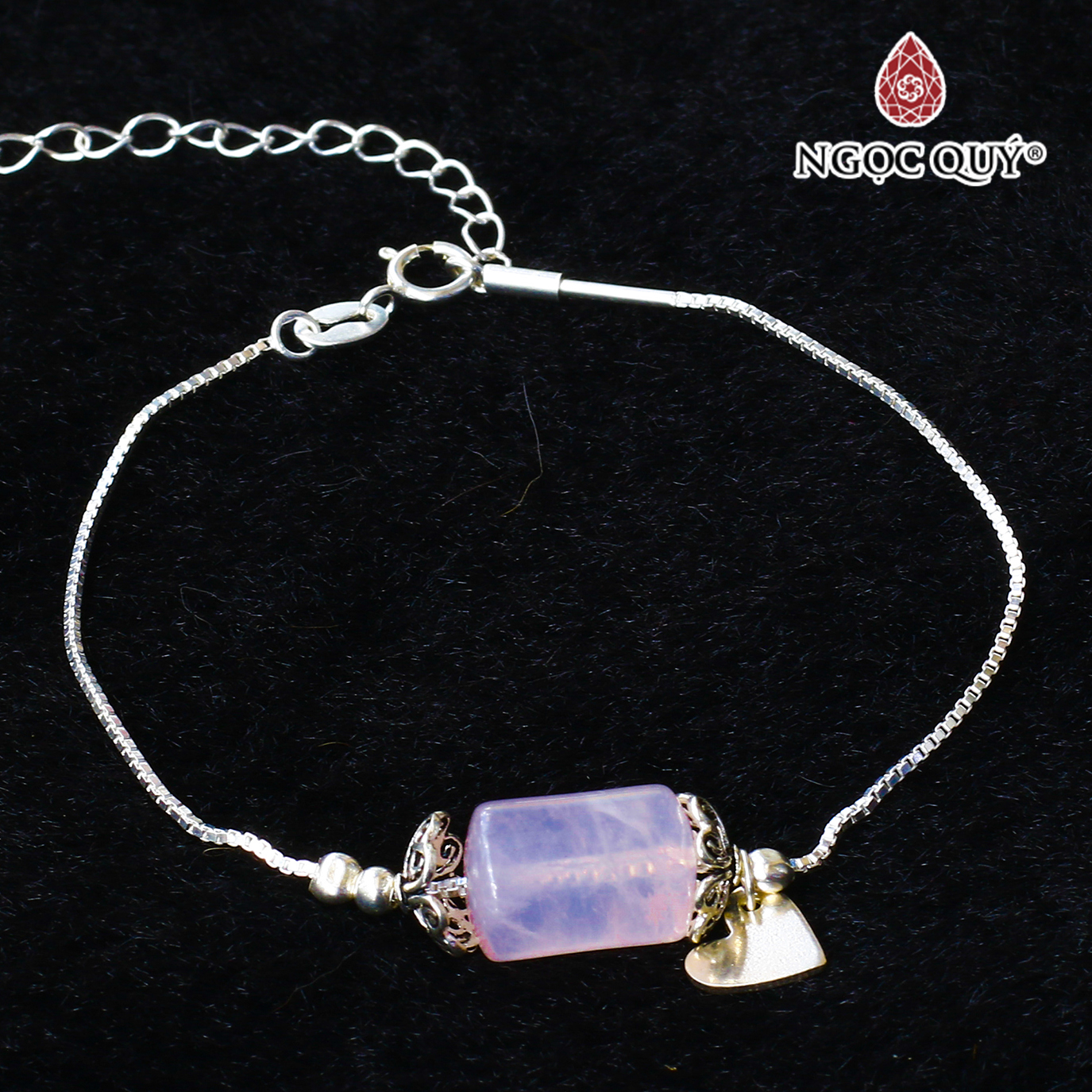 Lắc bạc đốt trụ thạch anh hồng mệnh hỏa, thổ - Ngọc Quý Gemstones