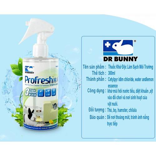 Xịt khử mùi nước tiểu, diệt khuẩn vệ sinh chuồng thú cưng 300ml - Dr.Bunny
