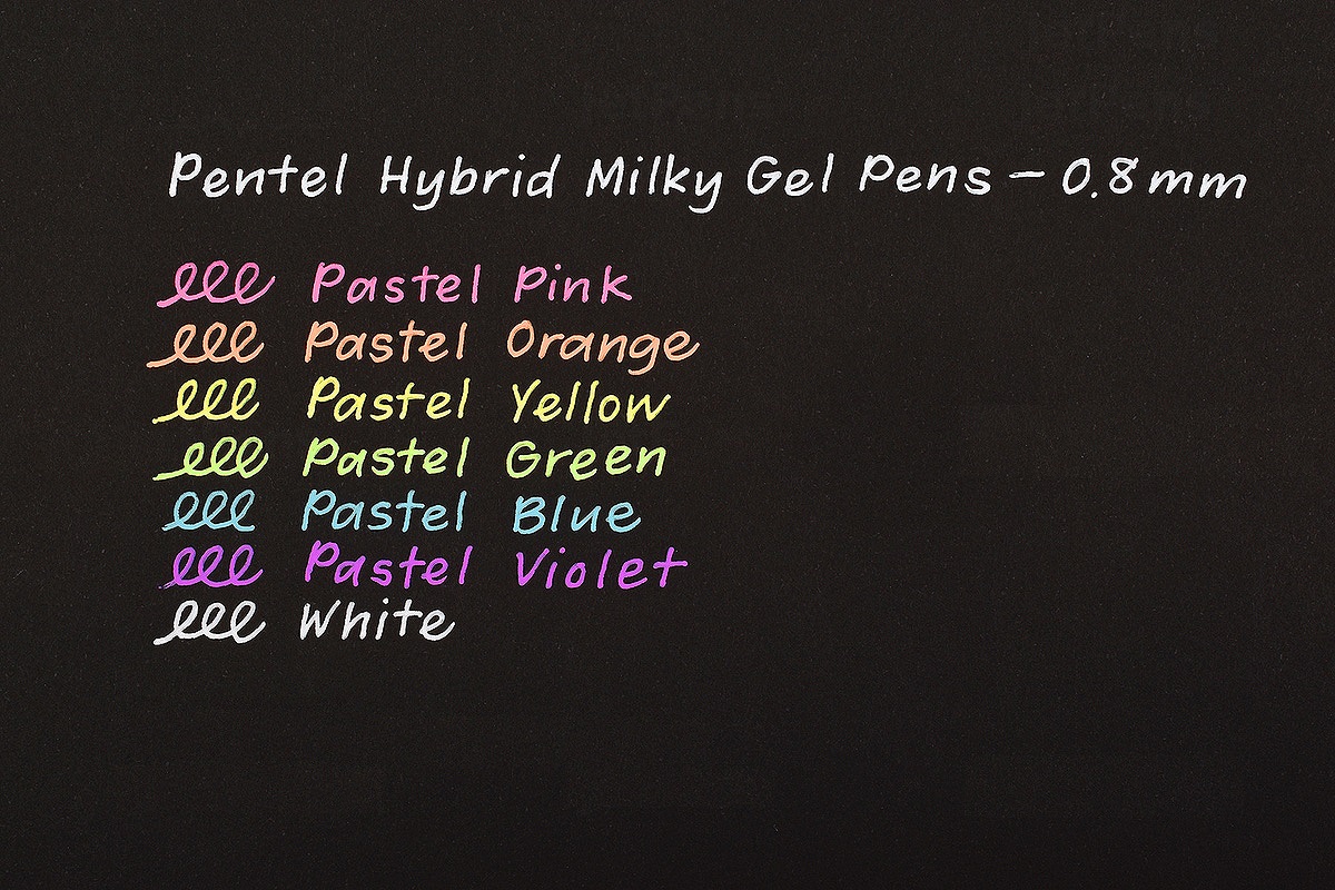 Bộ 7 Màu Bút Gel Sữa Phát Quang Pentel Hybird Milky - 0.8mm