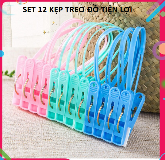 Set 12 kẹp quần áo bằng nhựa tiện lợi, kẹp giữ quần áo, tất vớ không bị rơi mất GD510-S12kepQA