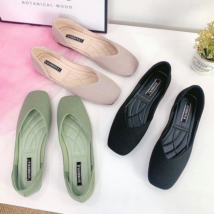 Giày Búp Bê Nữ Đế Bệt Mũi Vuông Da Lộn Chống Trơn Êm Chân Nhiều Màu Hot :Đen, Hồng, Xanh. Đủ Size 35-40 SHOP HAMI G15