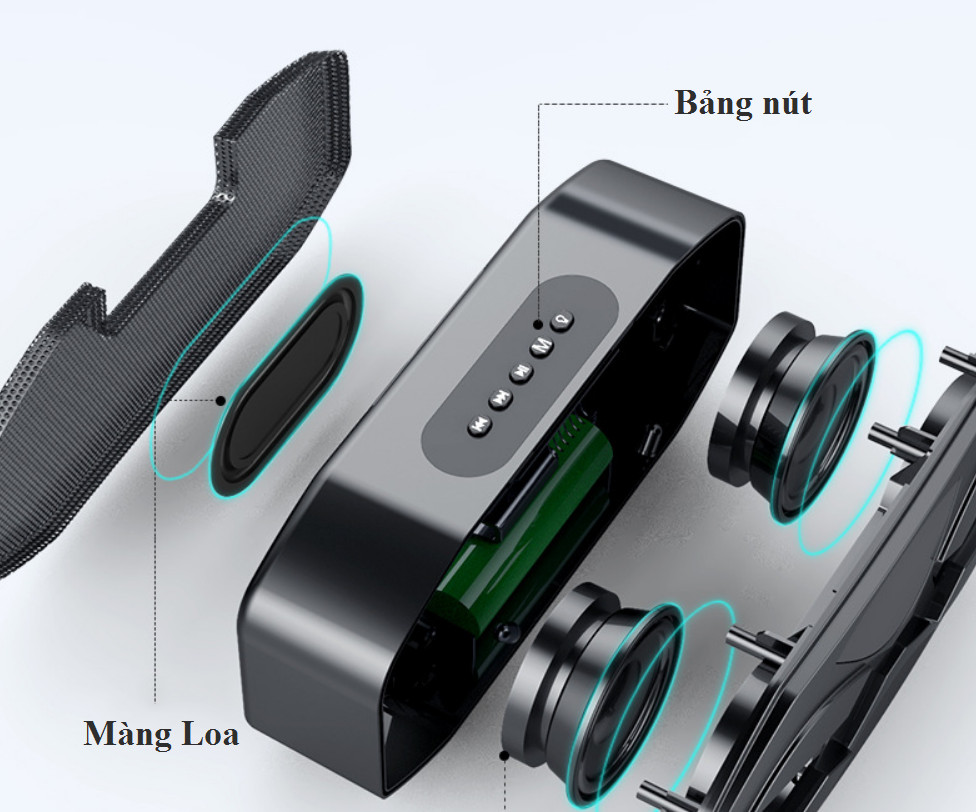 Loa Bluetooth MaNoVo M4, Âm Vòm 6D Bass Siêu Khủng Pin Trâu. Hỗ Trợ Kết Nối Bluetooth 5.0, Thẻ Nhớ, USB, Tặng Jack 3.5mm - Hàng Chính Hãng