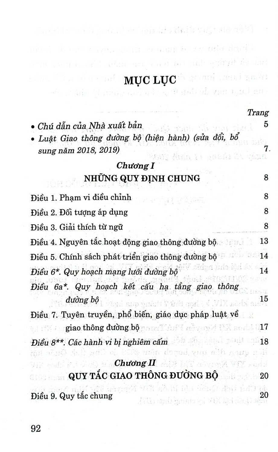 Luật giao thông đường bộ (hiện hành) (sửa đổi, bổ sung năm 2018, 2019)