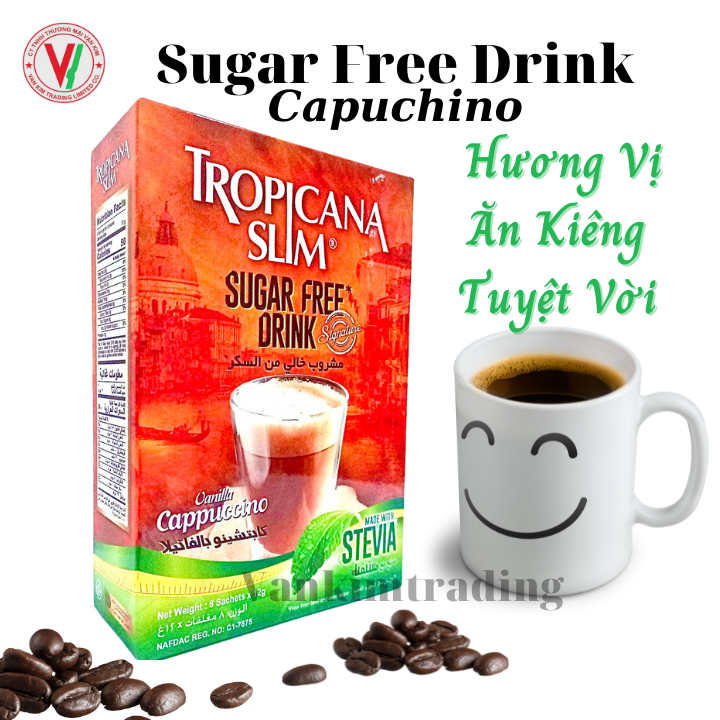 Cà Phê Ăn Kiêng Cappuccino Với Chiết Xuất Cỏ Ngọt Tropicana Slim (8 Gói x 12g)